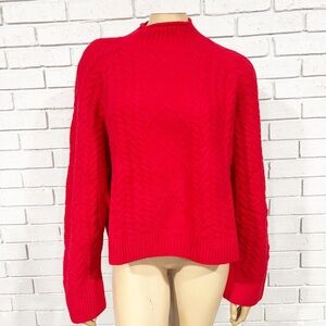 J. Crew‎ Red Cable Knit Rollneck Women's Sweater